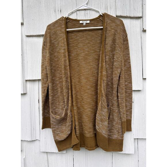 Madewell Summer Ryder Cardigan Sweater in Spiced Olive Stripe Size XXS - Picture 2 of 9